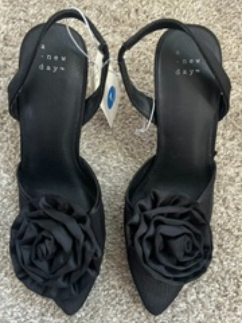 NWT A New Day Women's Fleur Florette Black Slingback Heels